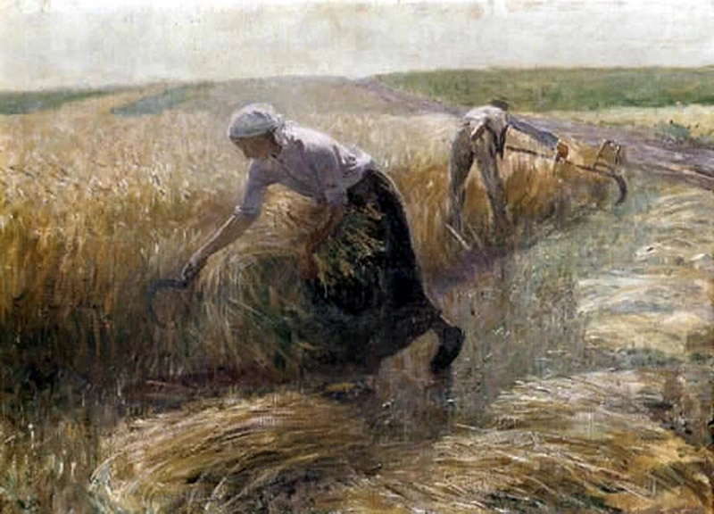 Leopold von Kalckreuth - Mietitori a Bergsulza 1888